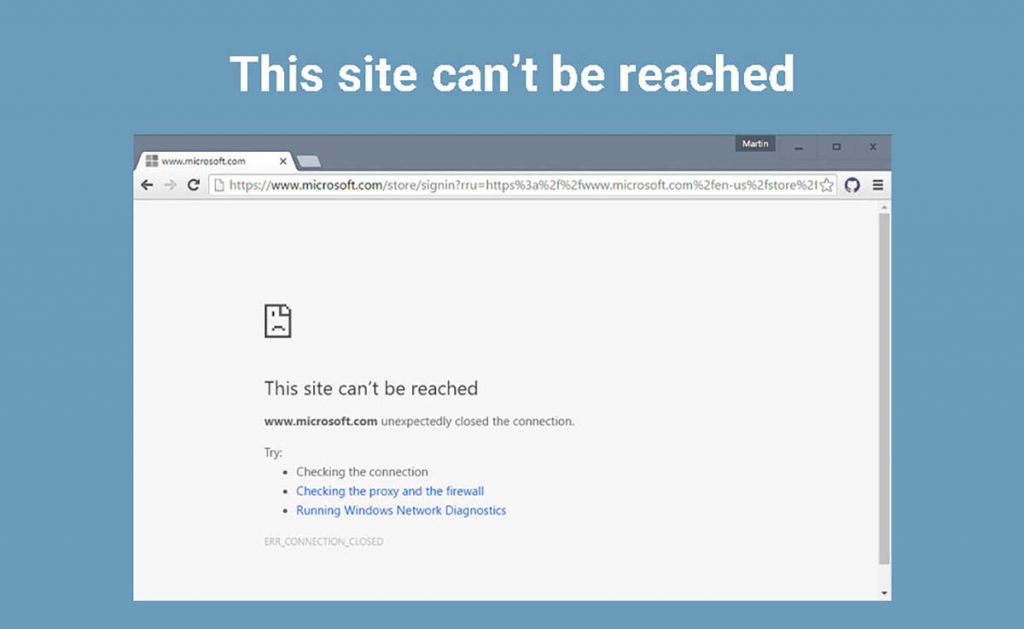 ارور This site can't be reached